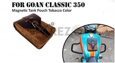 For Royal Enfield Goan Classic 350 Leather Magnetic Tank Pouch Tobacco and Black - SPAREZO For Royal Enfield Goan Classic 350 Leather Magnetic Tank Pouch Tobacco and Black - SPAREZO